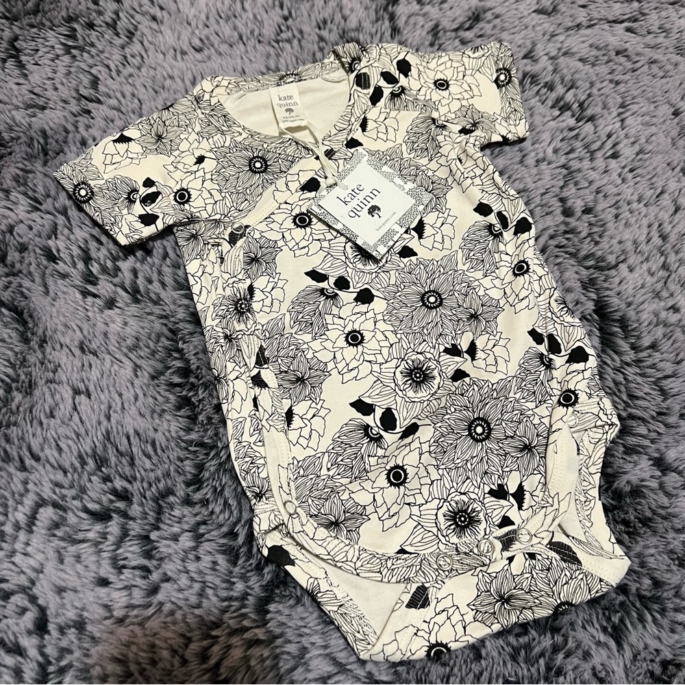 Kate Quinn Black and Cream Floral Bodysuit